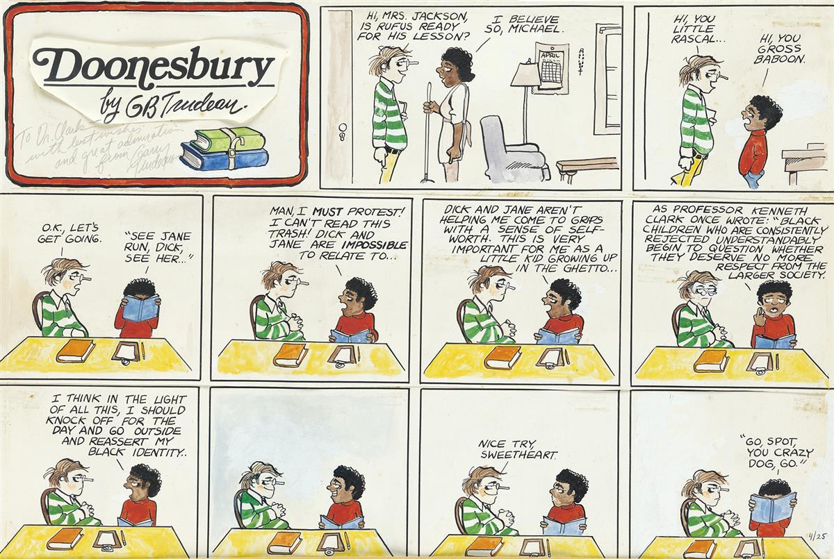 GARRY TRUDEAU. Is Rufus Ready for his Lesson?